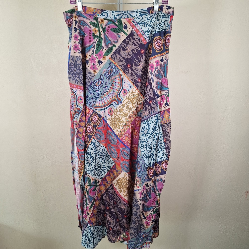 Natural Life Maxi Skirt Patchwork Print Boho Hippie